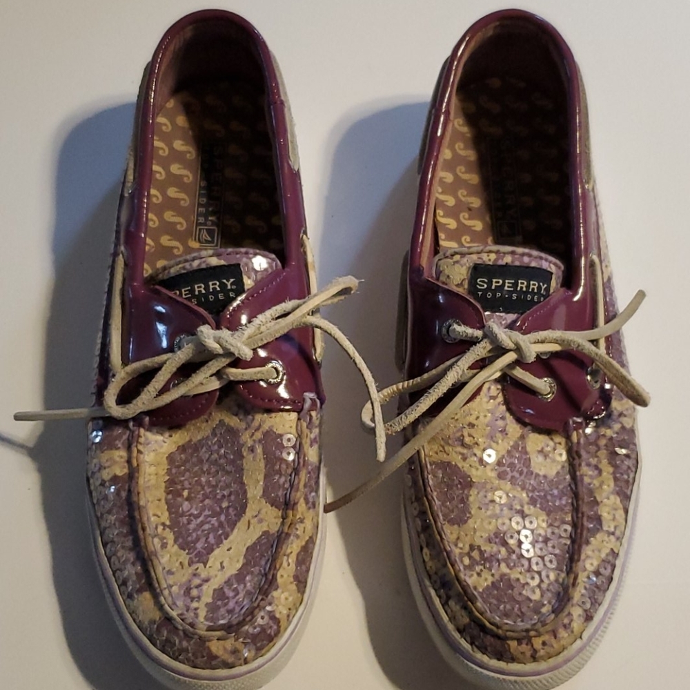 Sequined Sperry Topsiders - Size 8M
